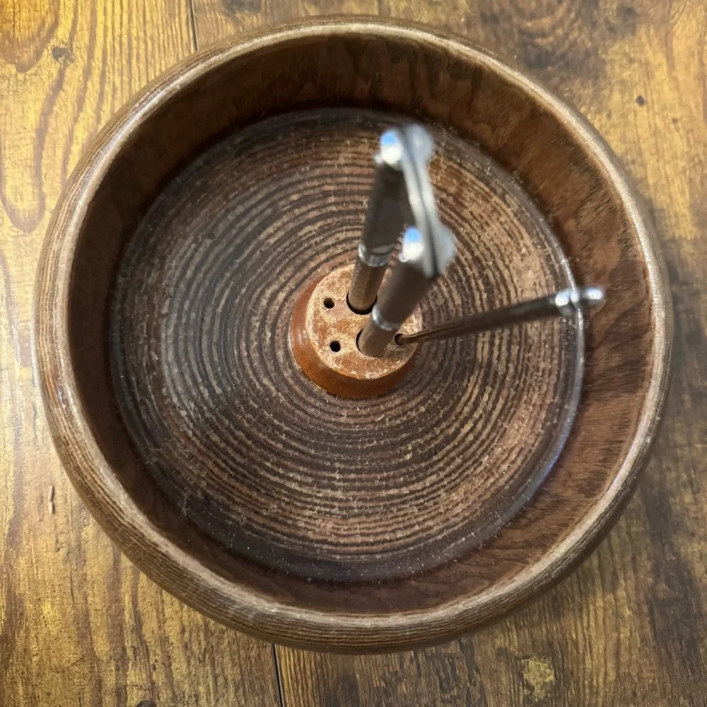 Vintage Wooden Nut Bowl With‎ Nutcracker And Pick Mid Century Barware Set
